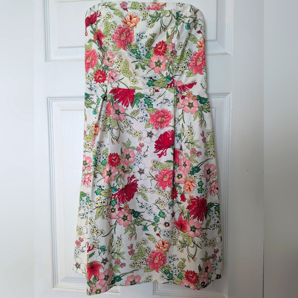 Old‎ Navy Women's Size 4 Strapless Floral A-Line Stretch Dress Pink White Green